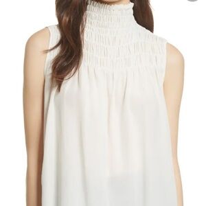 Smocked sleeveless blouse